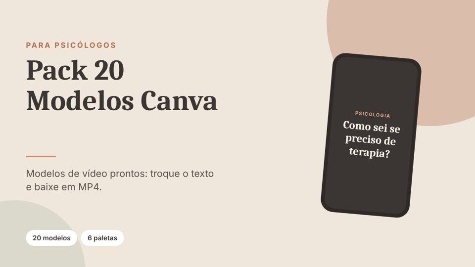 Pack 20 Modelos Canva para Psicólogos